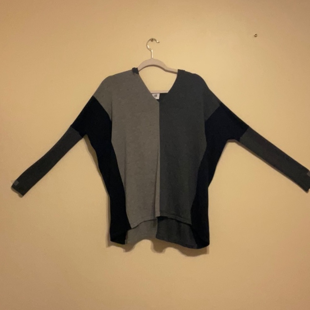 Cabi Grey Colorblock Sweater with hood